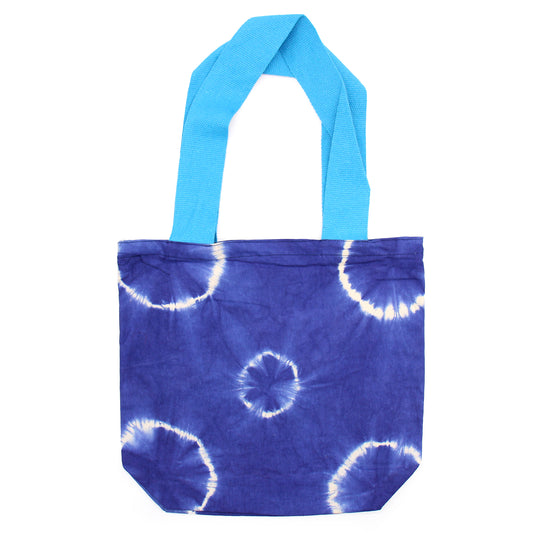 Natural Cotton Bag with "Tie Dye" Design (220g) - 38x42x12cm - Blue Anillos - Blue Wing