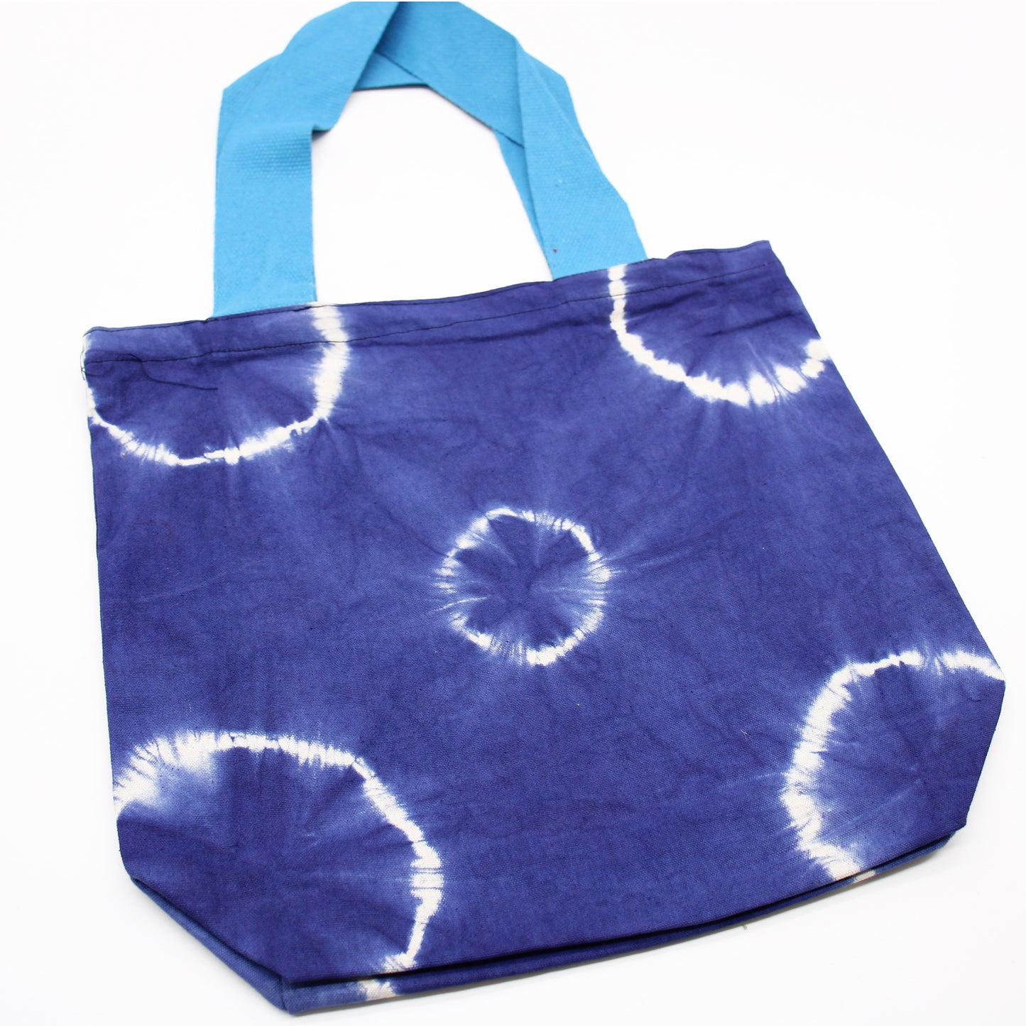 Natural Cotton Bag with "Tie Dye" Design (220g) - 38x42x12cm - Blue Anillos - Blue Wing