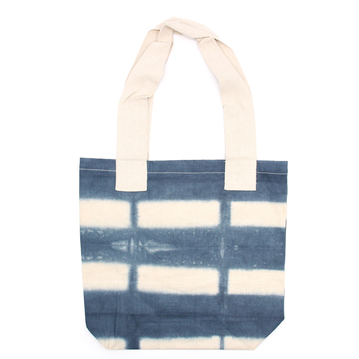 Natural Cotton Bag with "Tie Dye" Design (220g) - 38x42x12cm - Gray Rectangles - Natural Handle