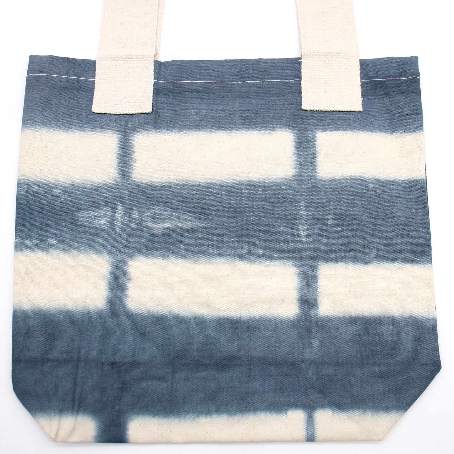 Natural Cotton Bag with "Tie Dye" Design (220g) - 38x42x12cm - Gray Rectangles - Natural Handle