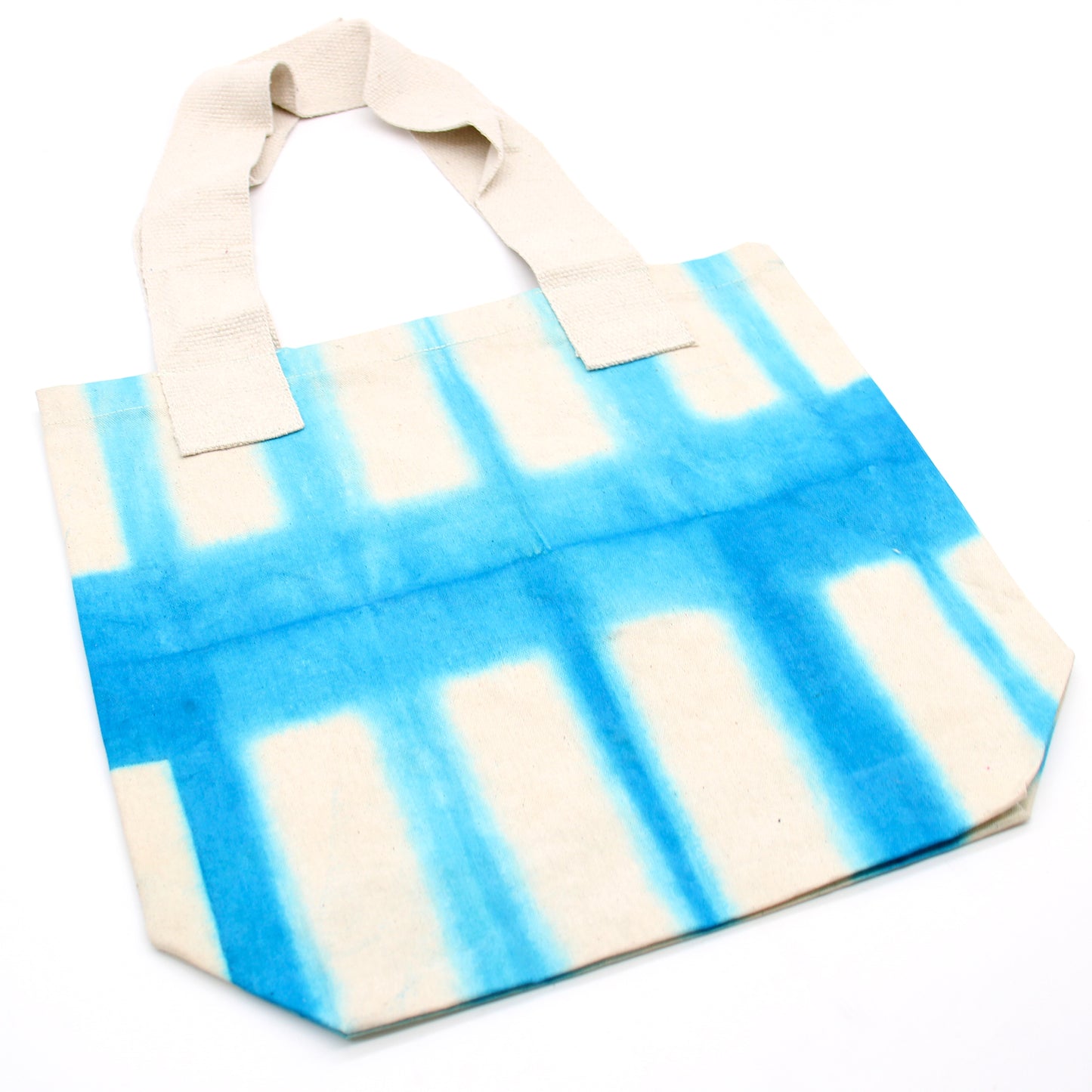 Sachet en coton naturel motif "Tie Dye" (220g) - 38x42x12cm - Rectangles Célestes - Aile Naturelle