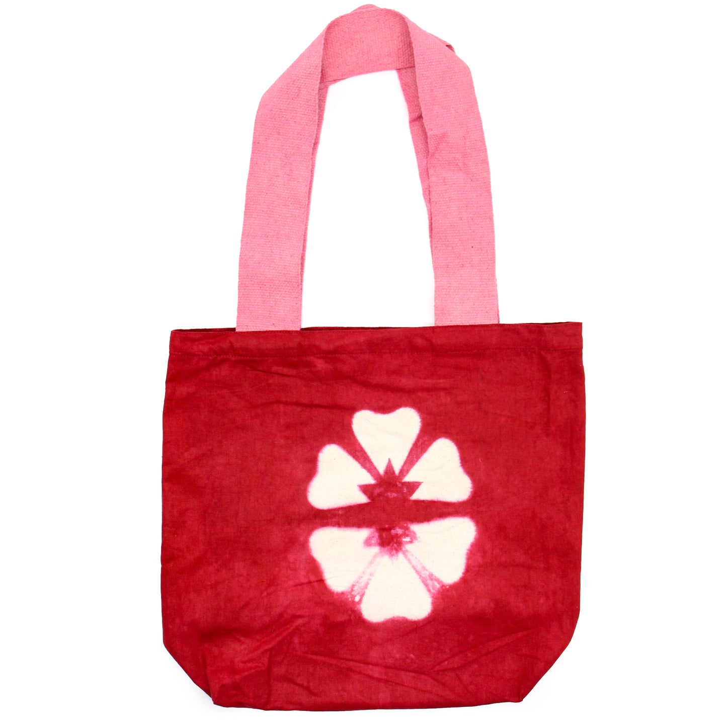 Sac en coton naturel motif "Tie Dye" (220g) - 38x42x12cm - Fleur de Granate - Anse Rose