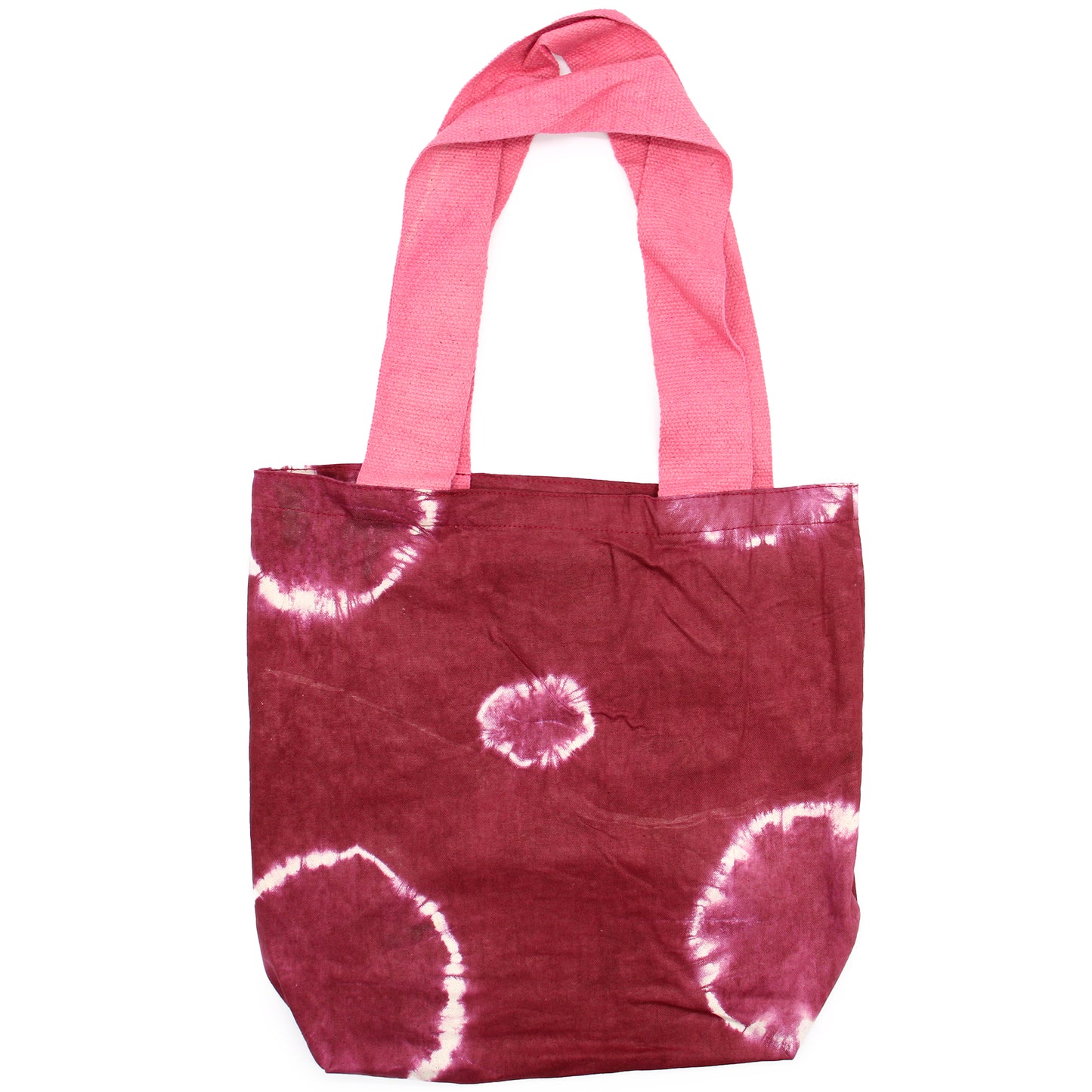 Natural Cotton Bag with "Tie Dye" Design (220g) - 38x42x12cm - Granate Anillos - Pink Handle