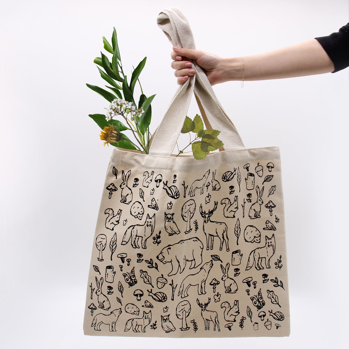 Grands Sacs Shopping en Coton - 38x42cm - Faune - 280g