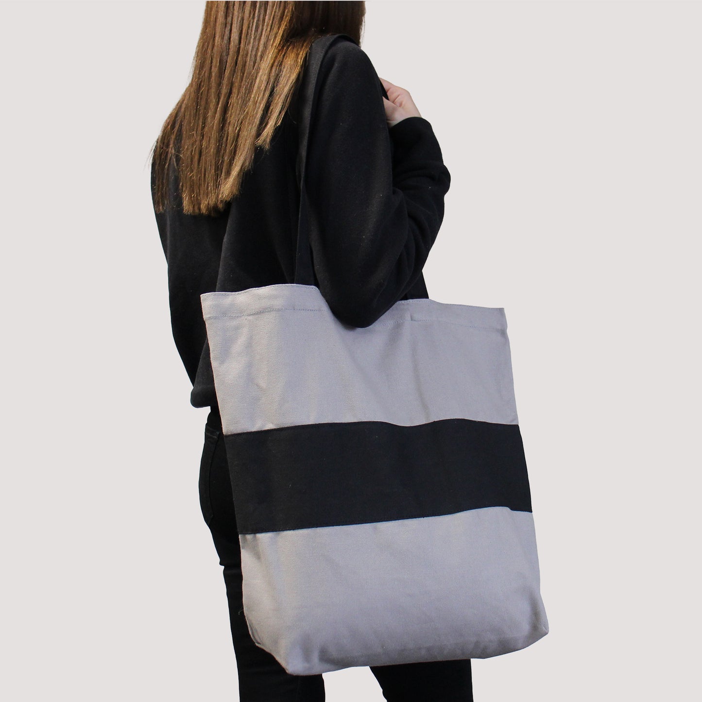 Sacs en Coton Dos Tonos - 38x42x12cm - Gris et Noir - 280g