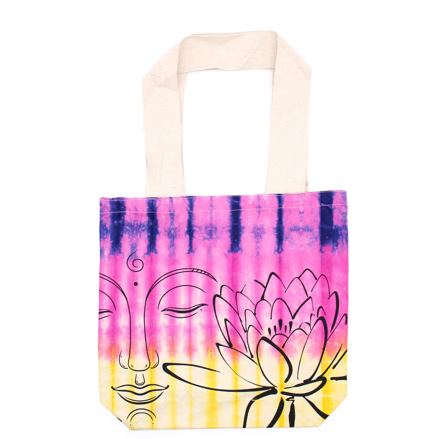 "Tie Dye" Cotton Bags (170g) - 38x42x12cm - Lotus Buddha - Multi Color - Natural Wing