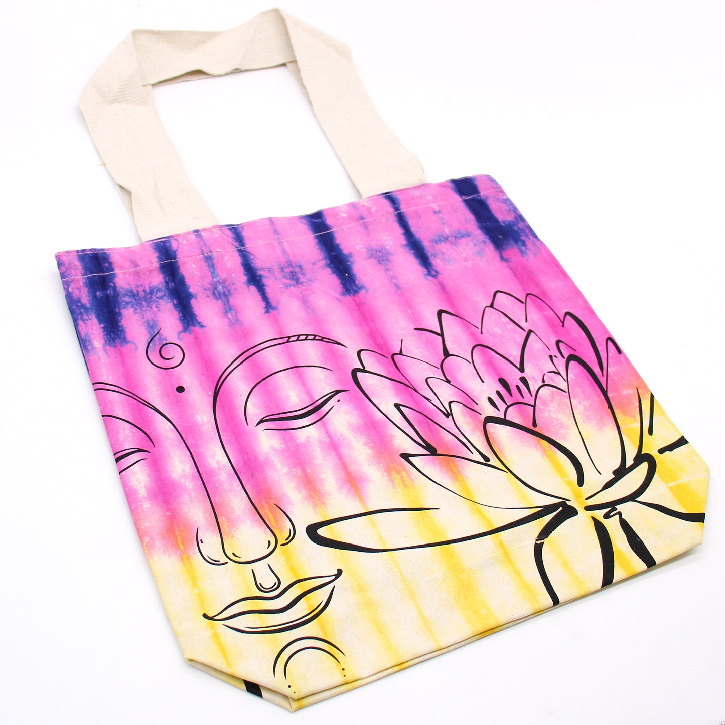 Bolsas de Algodón "Tie Dye" (170g) - 38x42x12cm - Lotus Buddha - Multi Color - Asa Natural