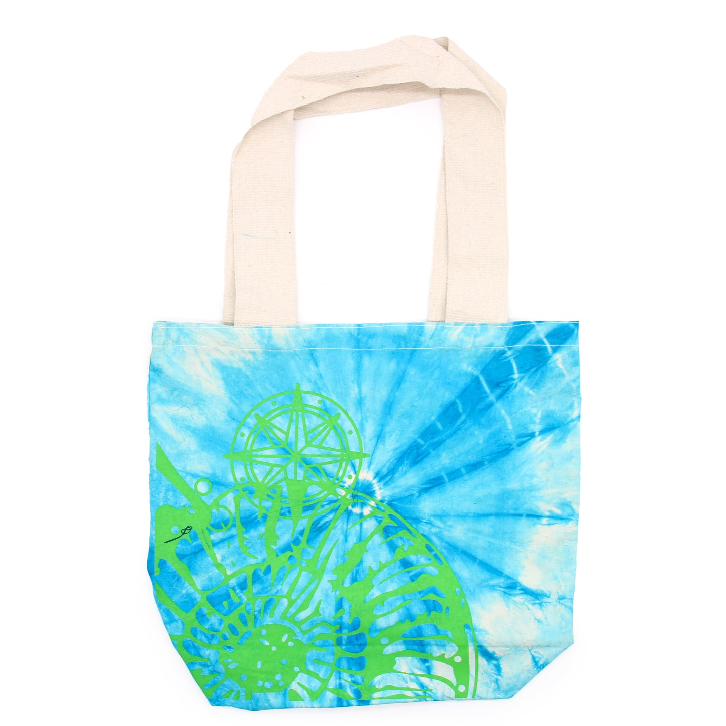 "Tie Dye" Cotton Bags (170g) - 38x42x12cm - Marina Shell - Blue and green - Asa Verde