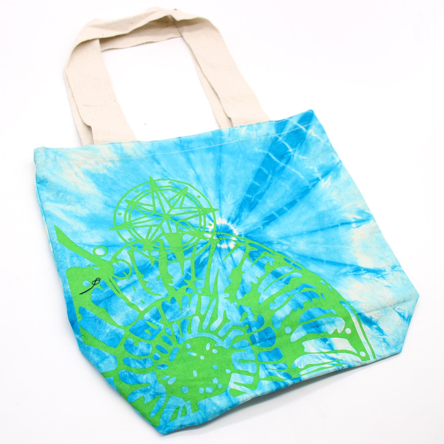 "Tie Dye" Cotton Bags (170g) - 38x42x12cm - Marina Shell - Blue and green - Asa Verde