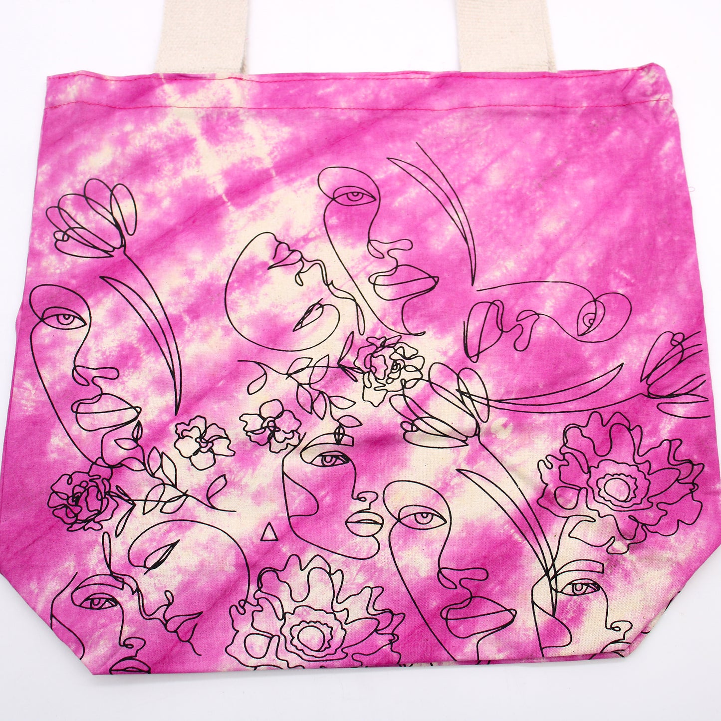 "Tie Dye" Cotton Bags (170g) - 38x42x12cm - Pretty Face - Magenta - Natural Handle