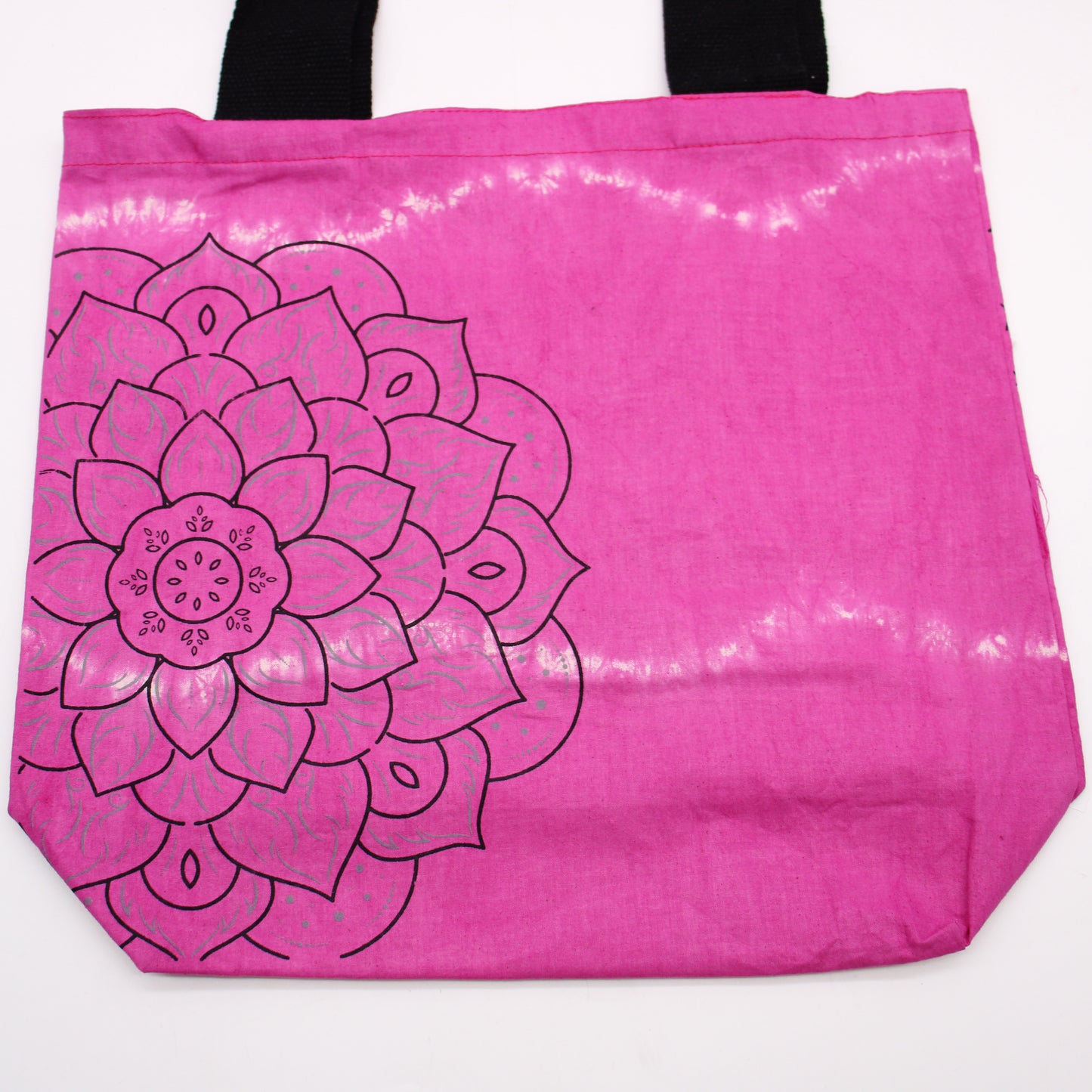 Bolsas de Algodón "Tie Dye" (170g) - 38x42x12cm -  Mandala - Magenta - Asa Negra