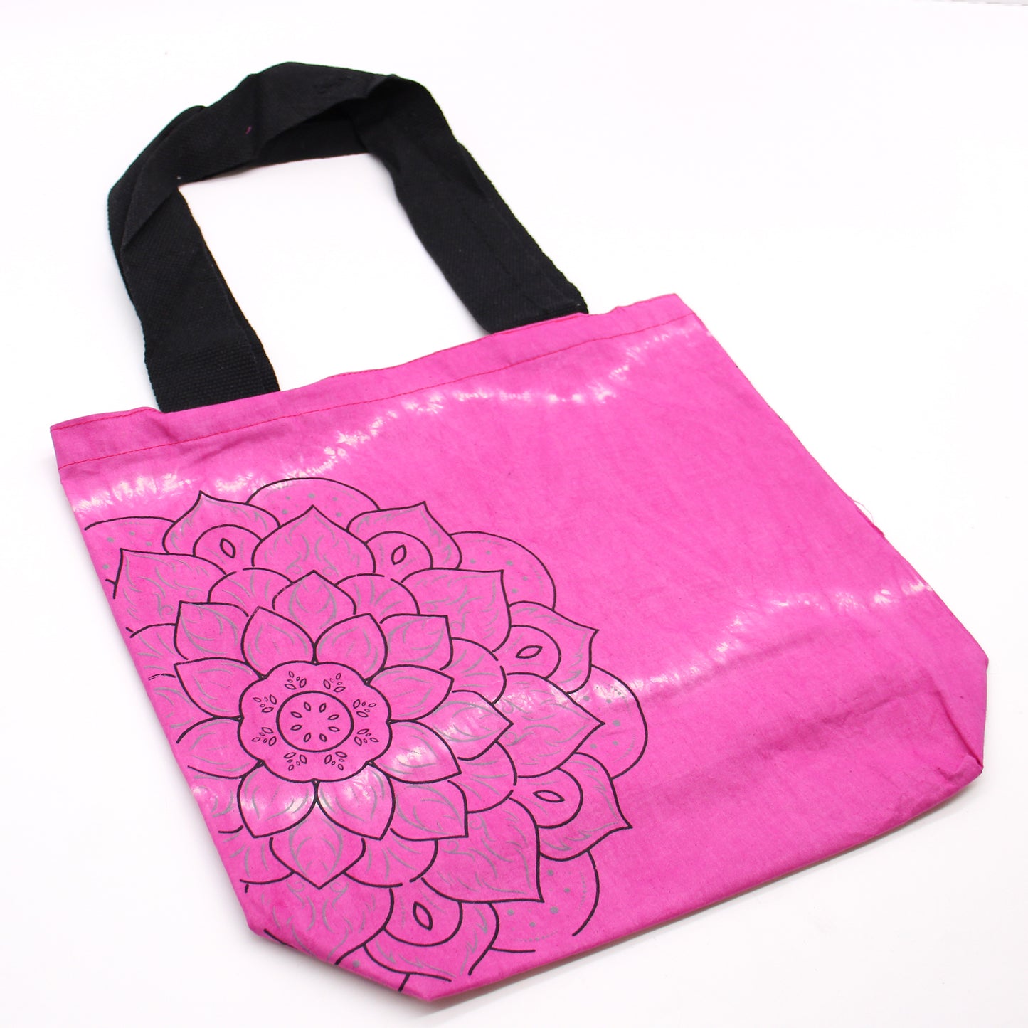 Sacs en coton "Tie Dye" (170g) - 38x42x12cm - Mandala - Magenta - Aile noire