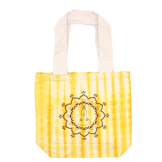 "Tie Dye" Cotton Bags (170g) - 38x42x12cm - Namaste Hands - Yellow - Asa Natural