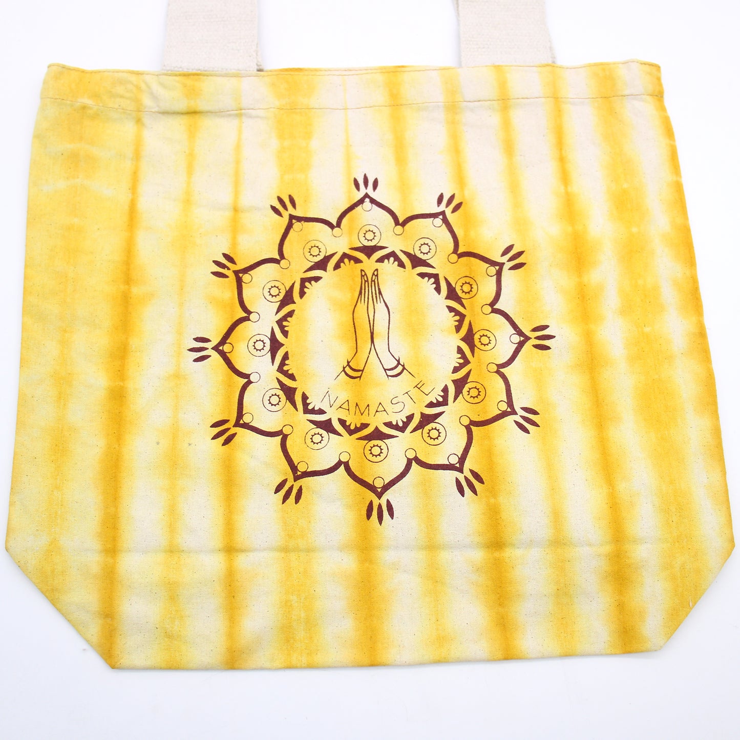 "Tie Dye" Cotton Bags (170g) - 38x42x12cm - Namaste Hands - Yellow - Asa Natural