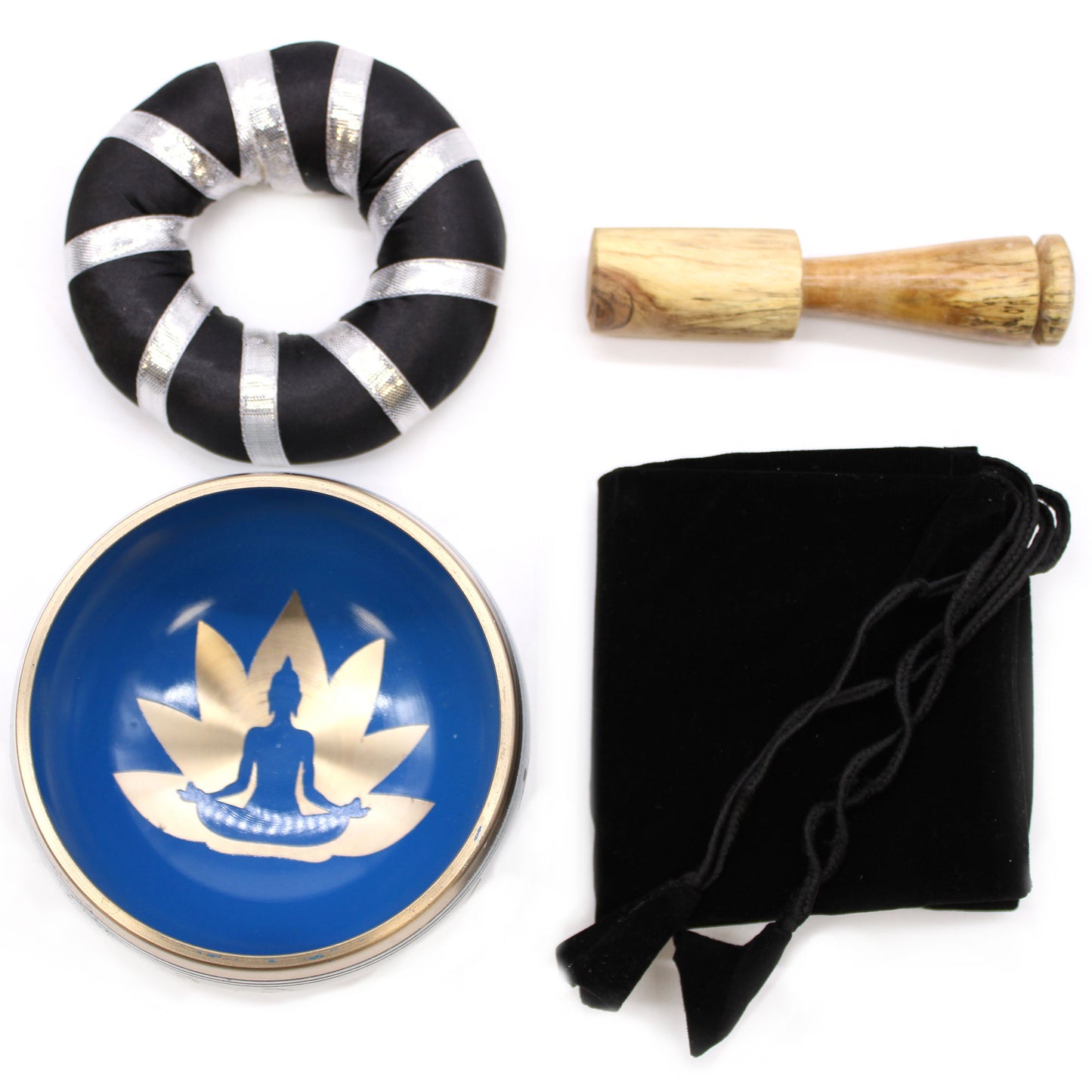 Tibetan Cuenco Game - Yoga Movements - White/Blue 10.7 cm