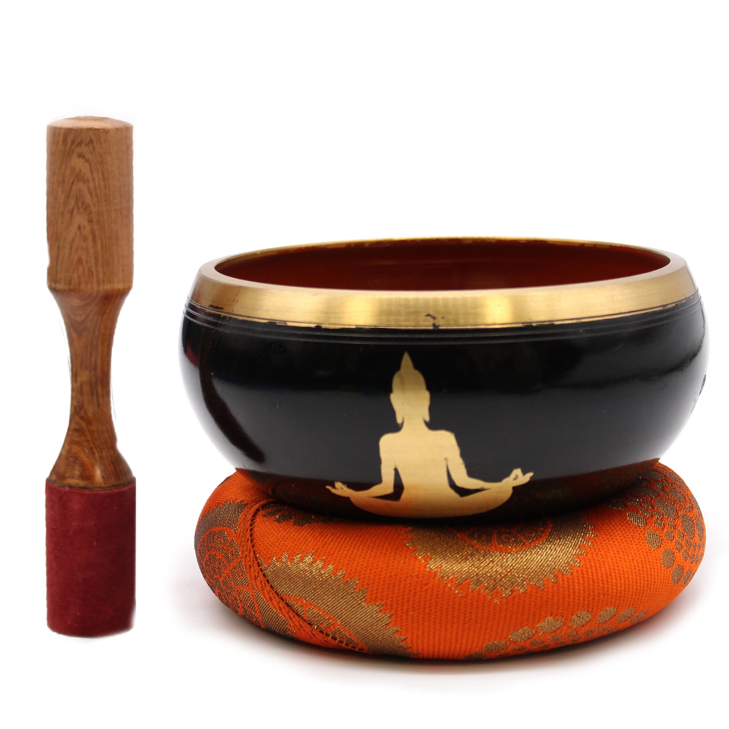 Jeu Tibétain Cuenco Lrg - Bouddha - Noir/Orange 14cm