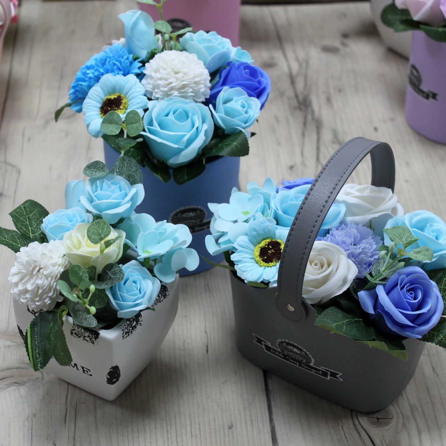 Panier Bouquet Petite - Bleus apaisants