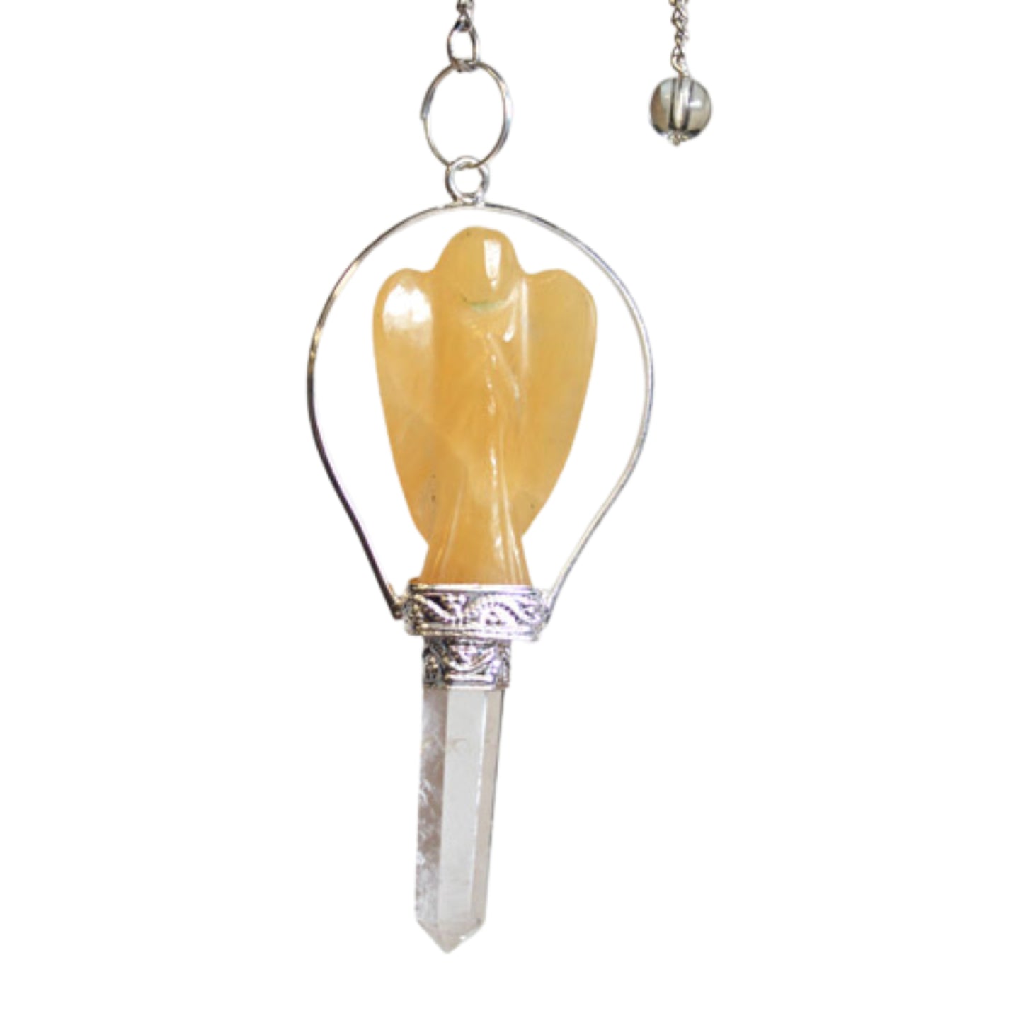 Angel pendulum with yellow diamond ring