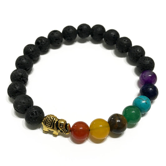 Lava Stone Bracelet - Elephant - Chakra