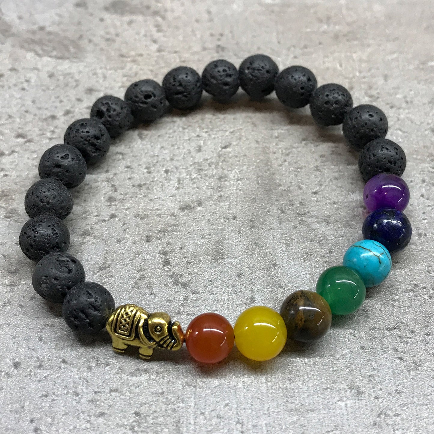 Lava Stone Bracelet - Elephant - Chakra