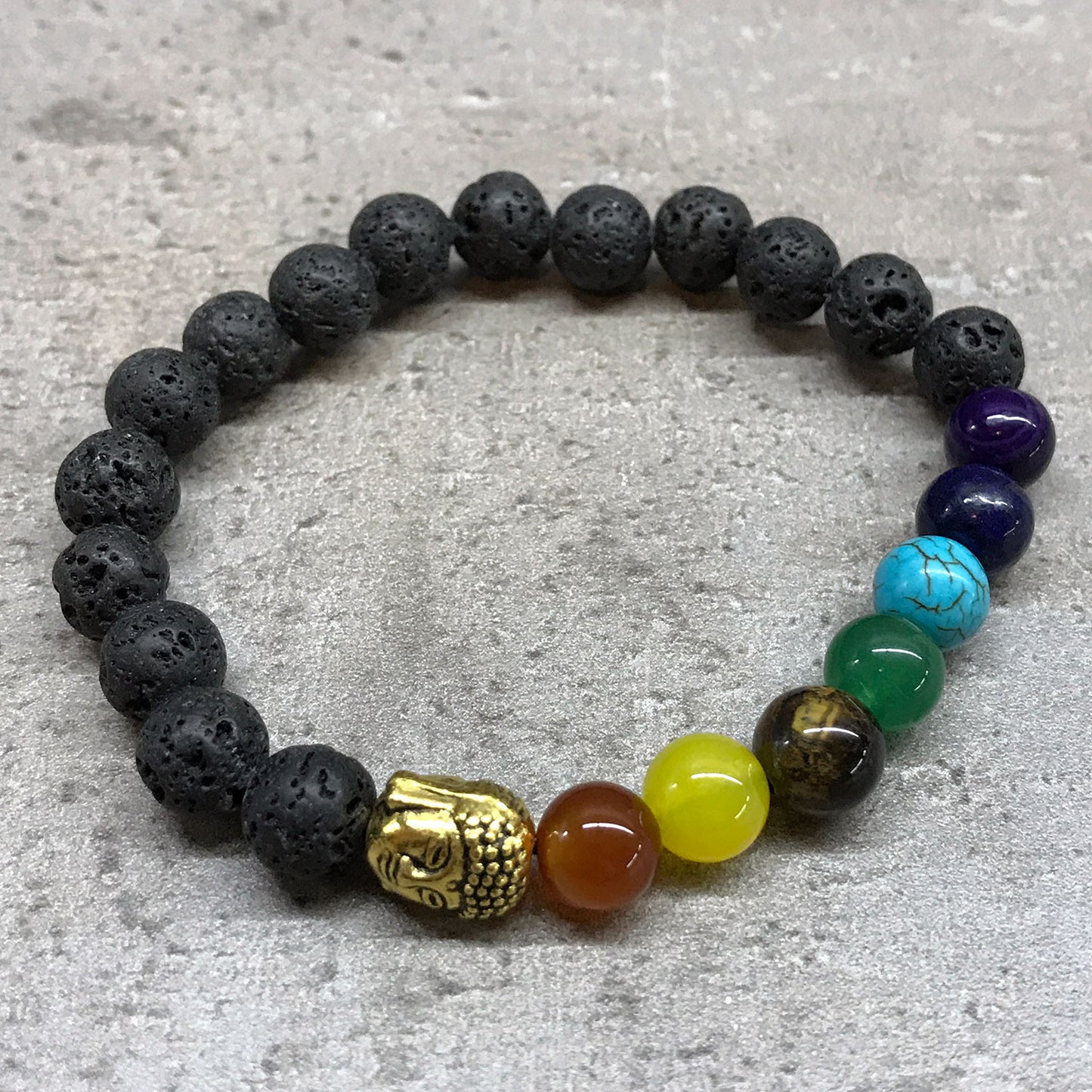 Lava Stone Bracelet - Buddha - Chakra