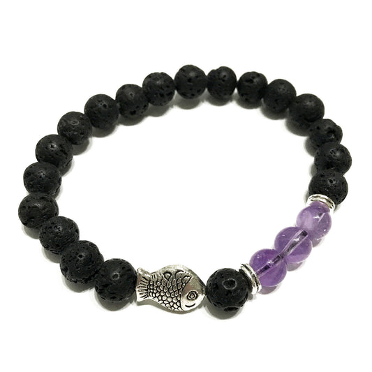 Lava Stone Bracelet - Fish - Amatista