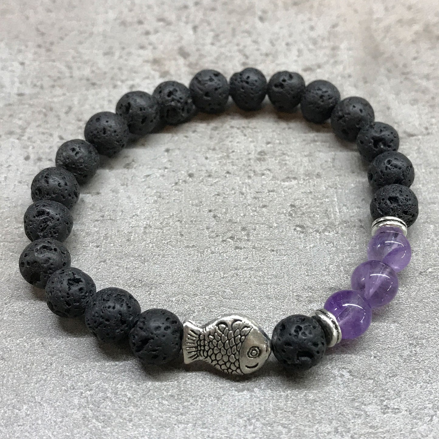 Lava Stone Bracelet - Fish - Amatista