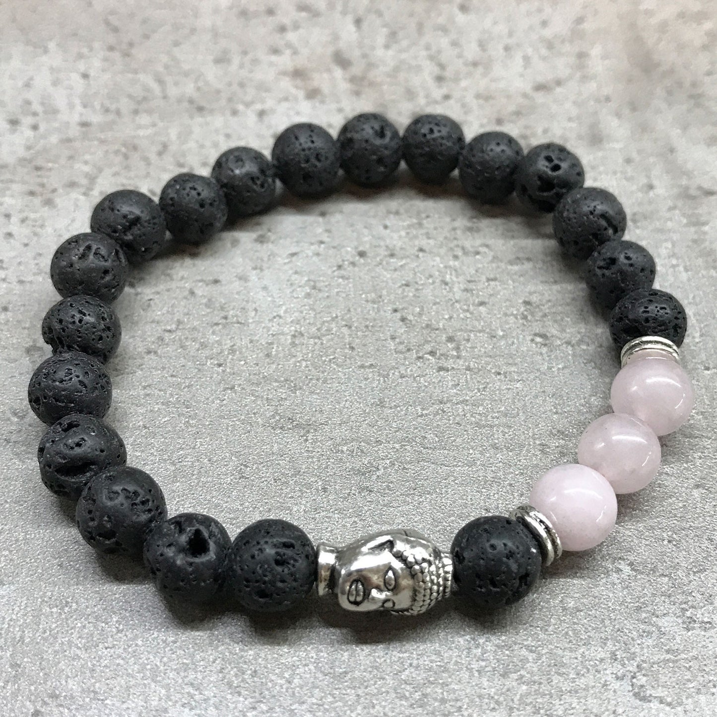 Bracelet Pierre de Lave - Bouddha - Quartz Rose