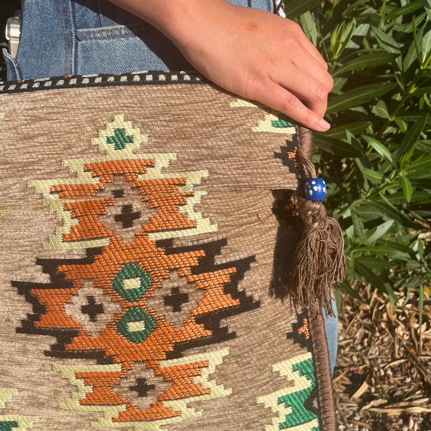 Kilim festival sling bag beige