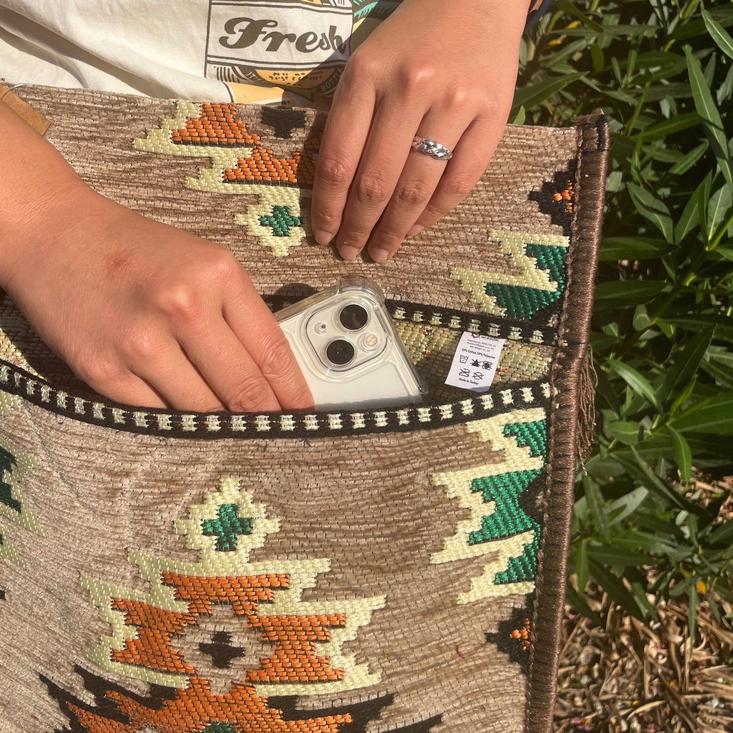 Kilim festival sling bag beige