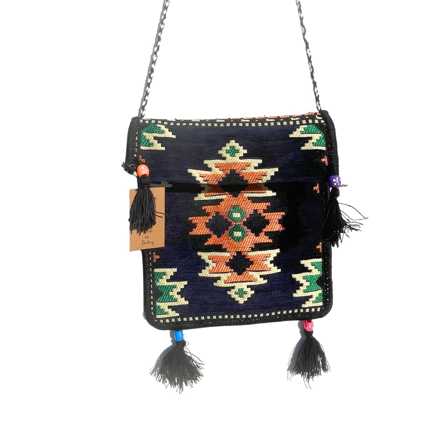 Dark navy blue Kilim festival sling bag