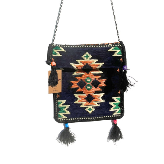 Sac bandoulière festival Kilim bleu marine foncé