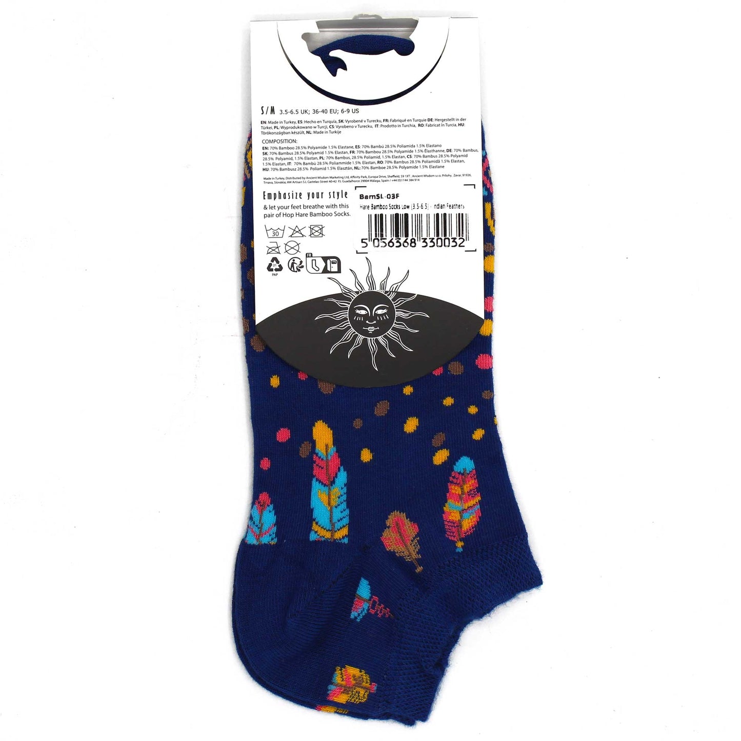 Chaussettes basses en bambou Hop Hare M/L (41-46) - Plumes indiennes