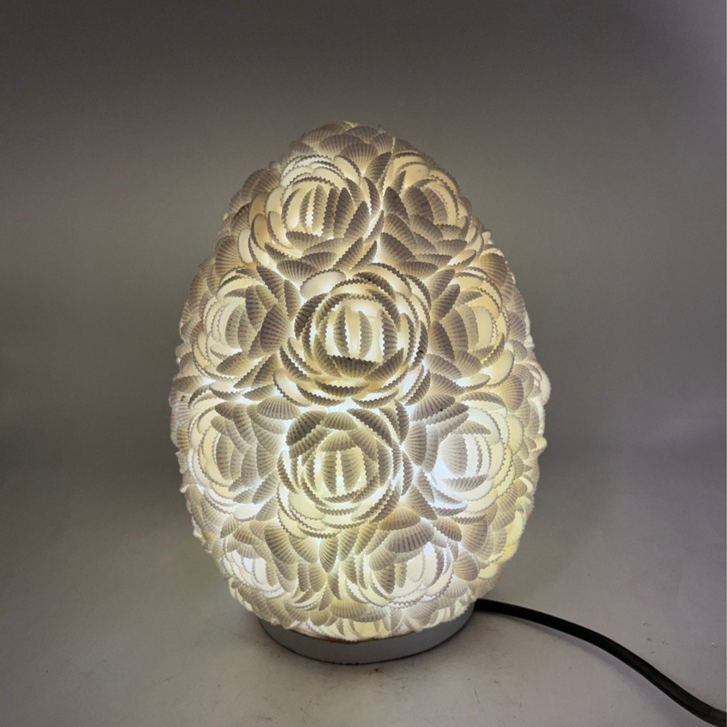 Lampe Coquillage Boho - Ovale Rose - 20 cm