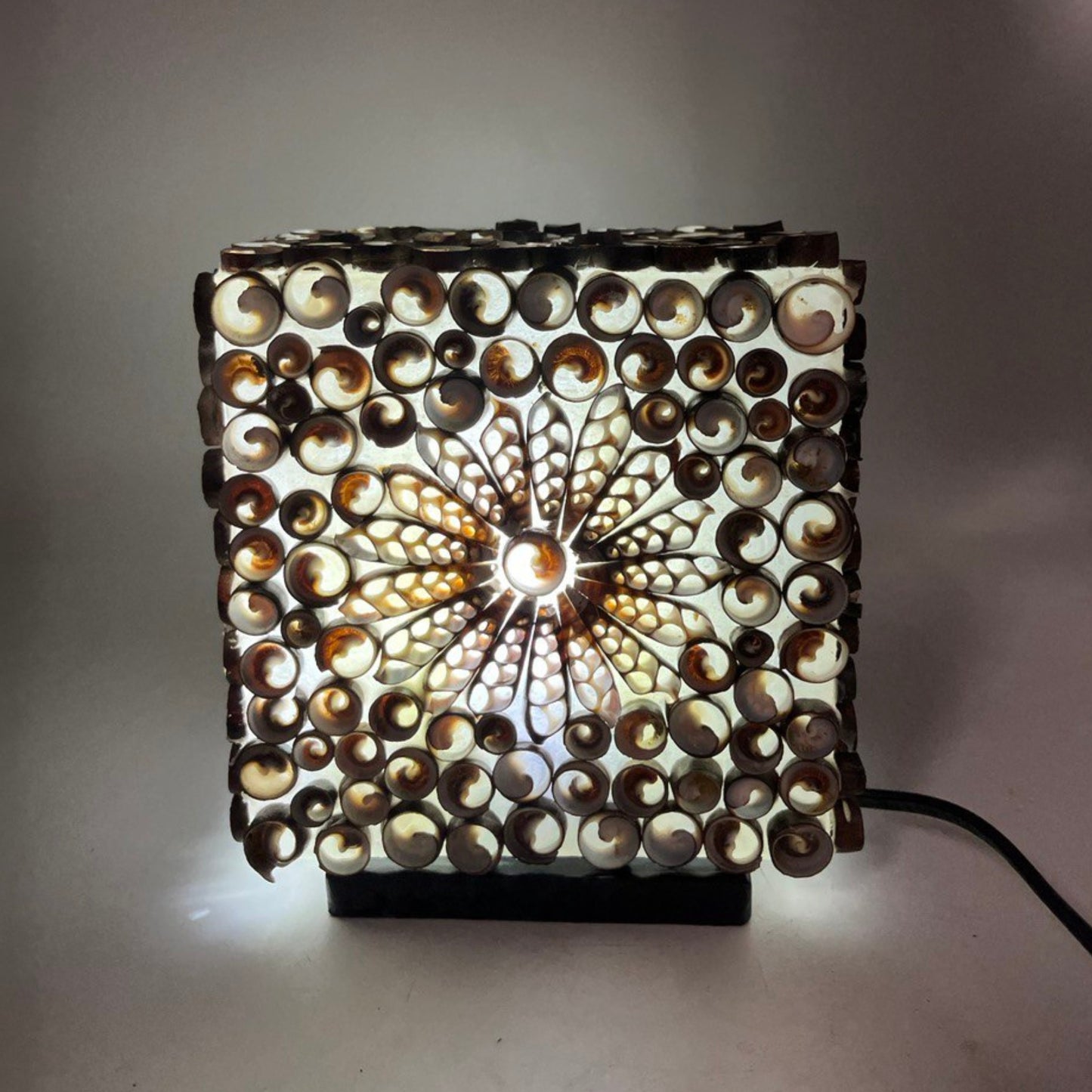 Boho Sea Shell Lamp - Chocolate Twist Square - 15cm