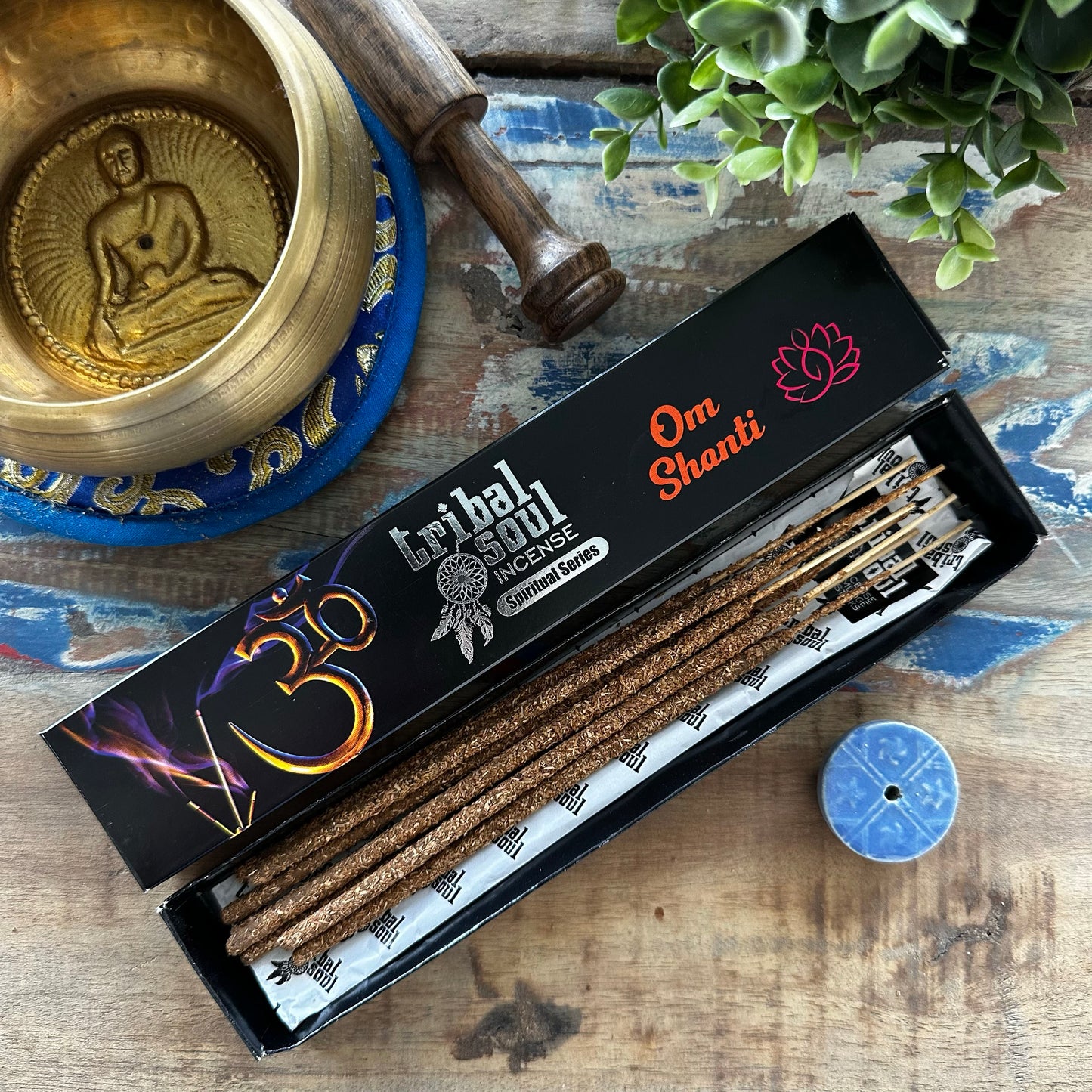 Spiritual incense sticks with tribal soul and ceramic holder - Ohm Shanti