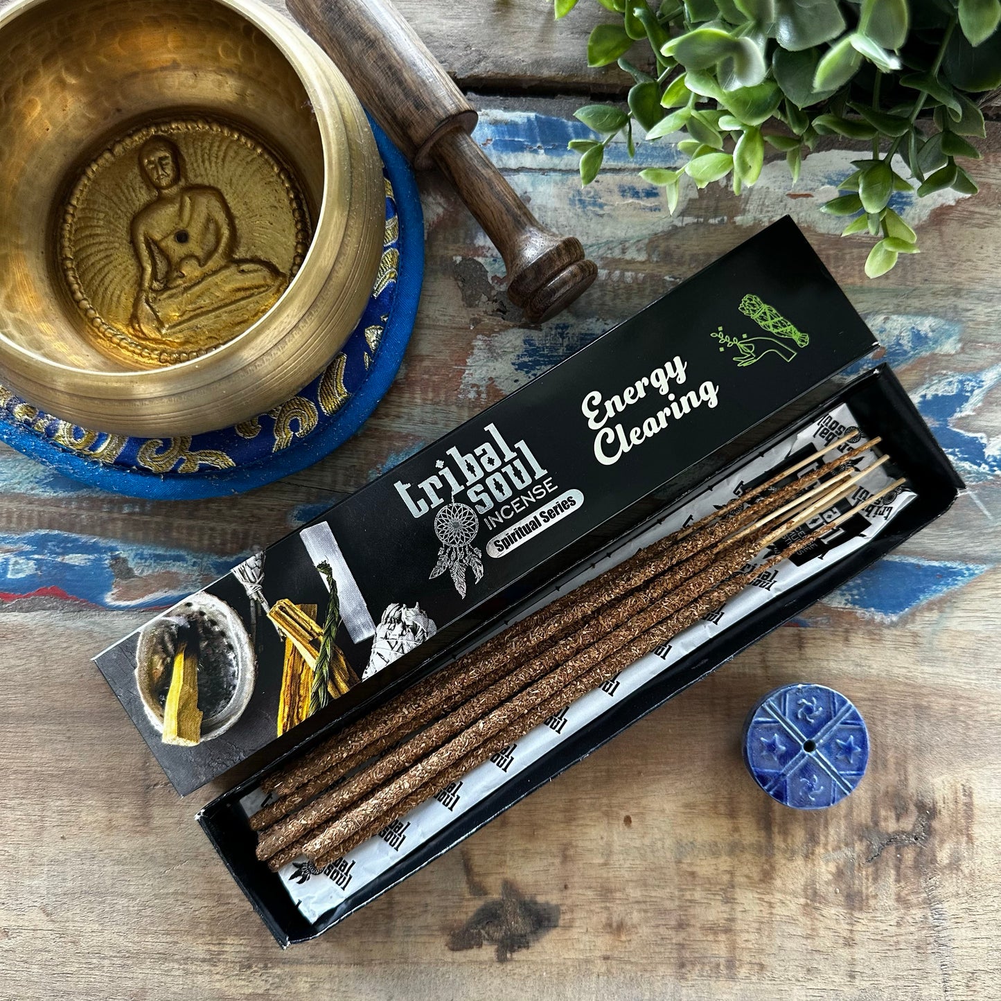 Spiritual incense sticks with tribal soul and ceramic holder - Energy cleaning