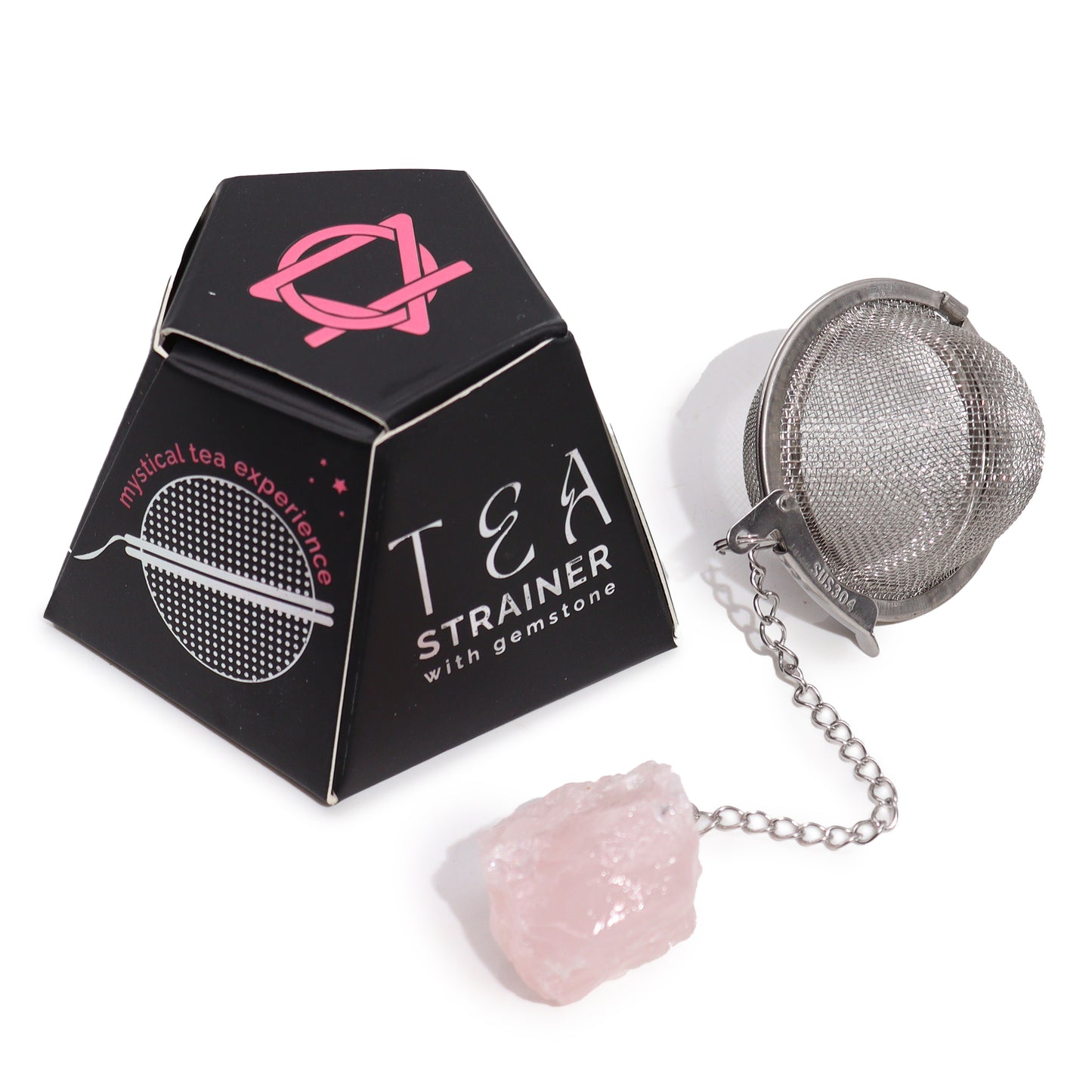 Raw Crystal Precious Stone Necklace - Pink Quartz