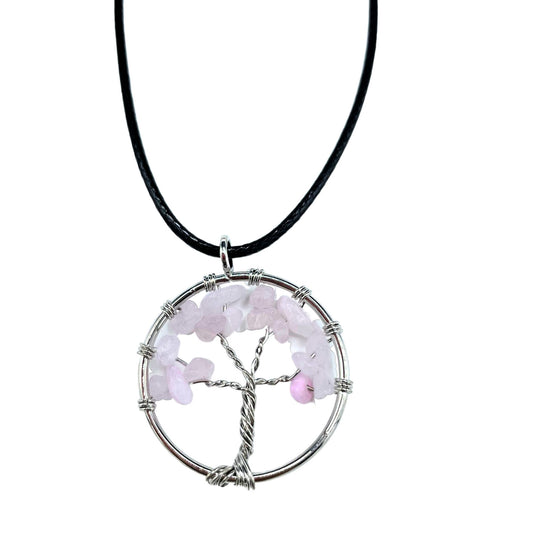 Collier Arbre de Vie - Cuarzo Rosa