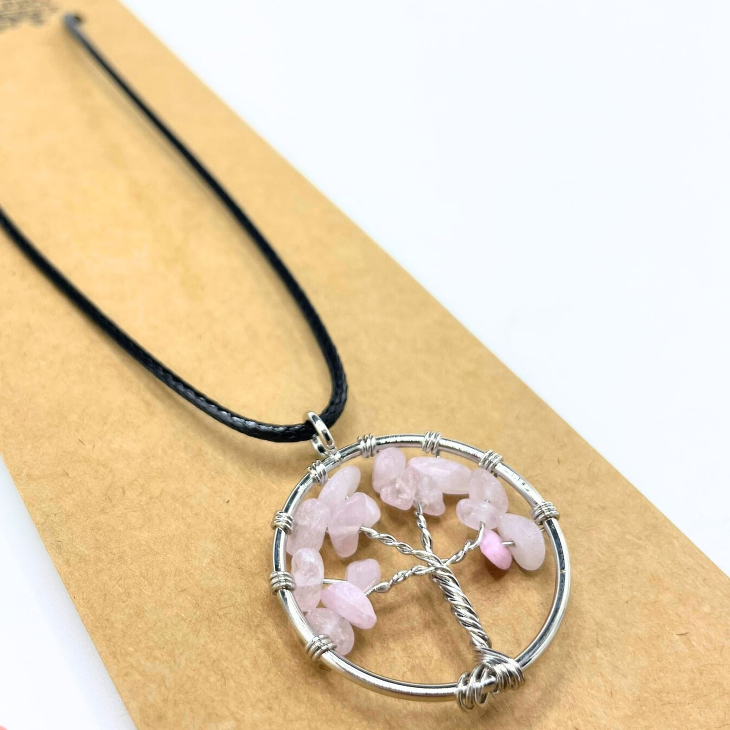 Tree of Life Necklace - Cuarzo Rosa