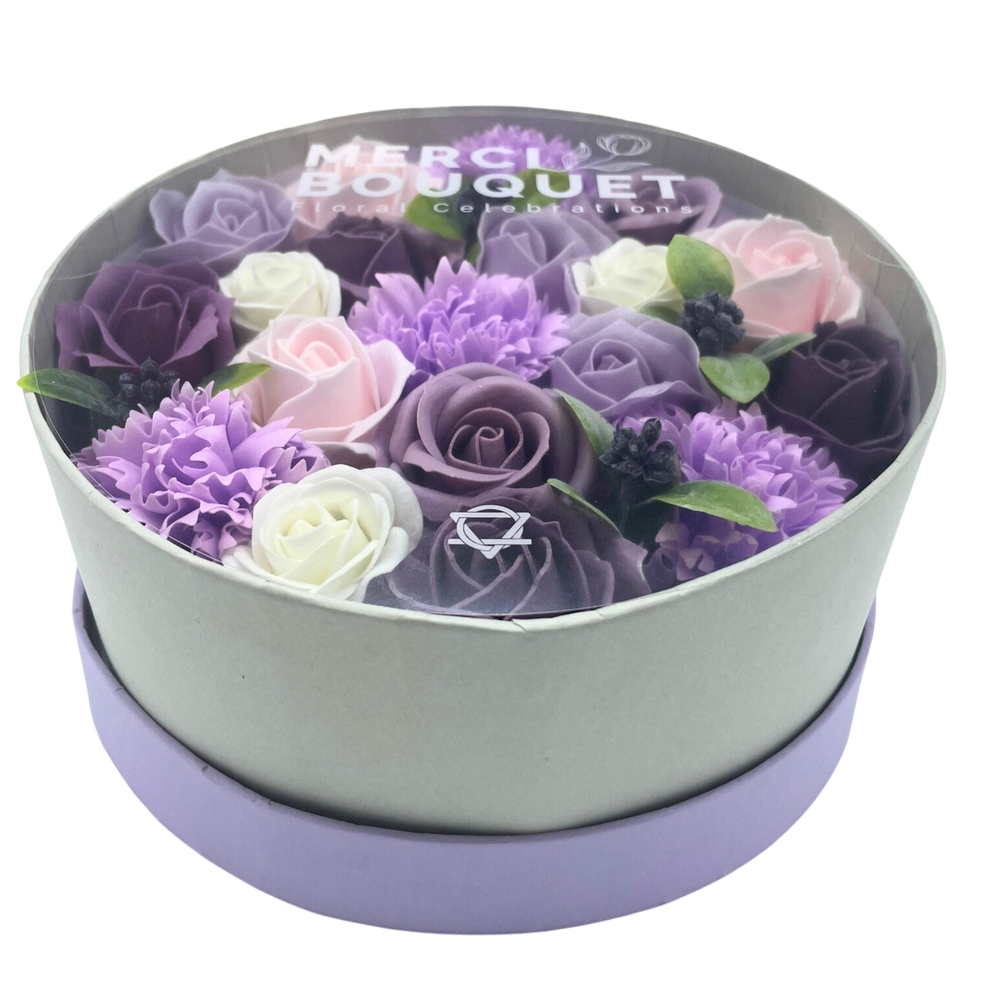 Caja Redonda - Rosa Lavanda Y Clavel