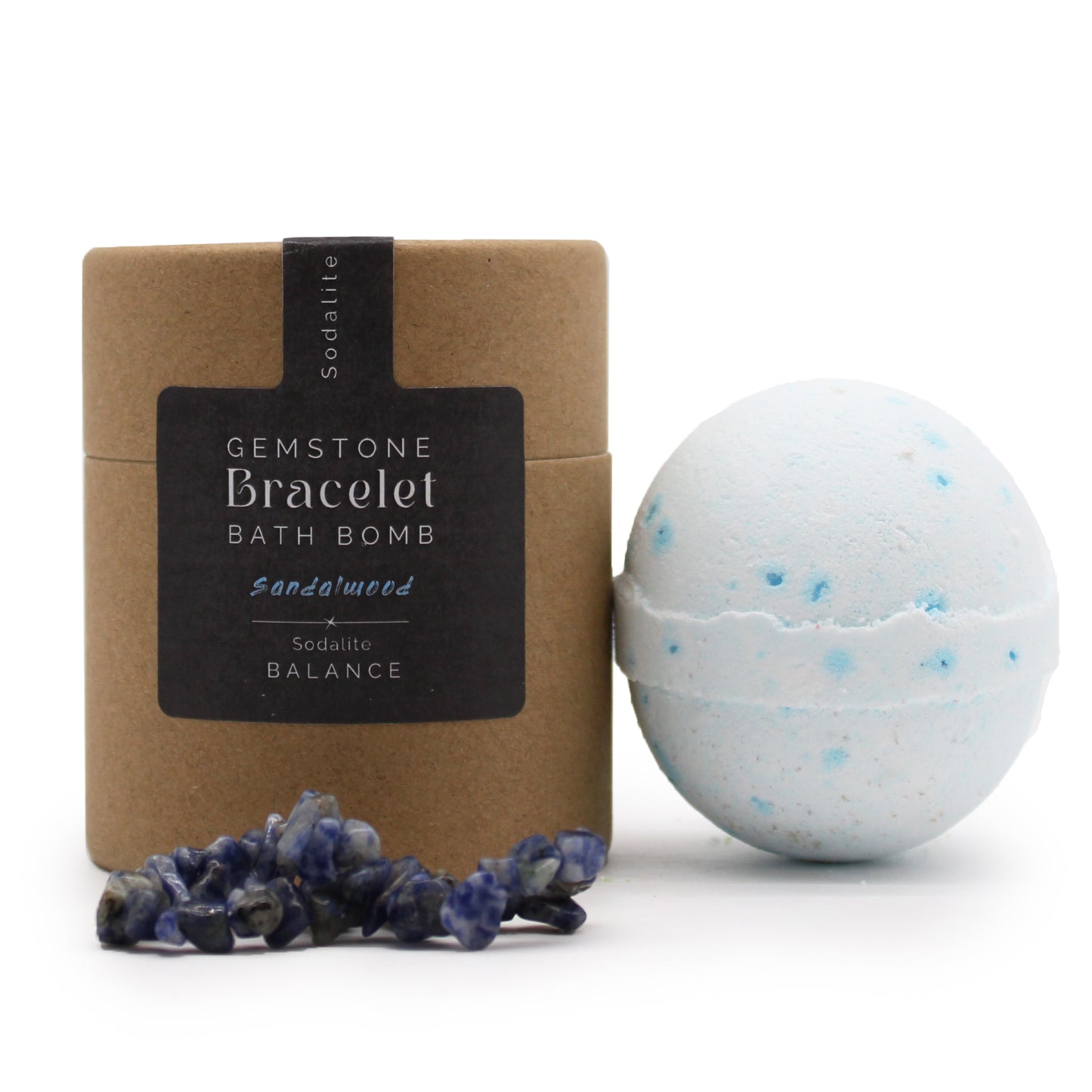 Bath bomb with sodalite gem bracelet