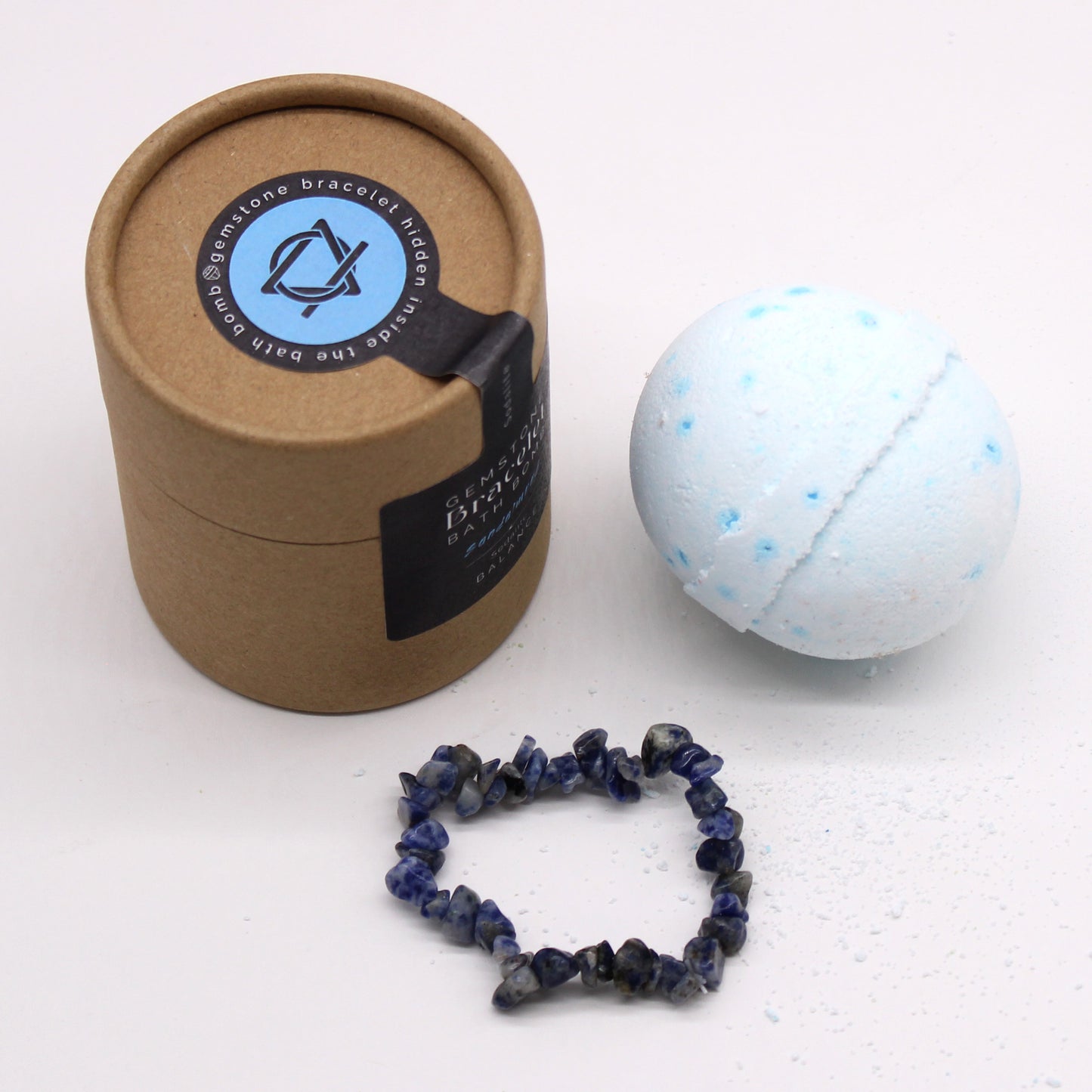 Bath bomb with sodalite gem bracelet