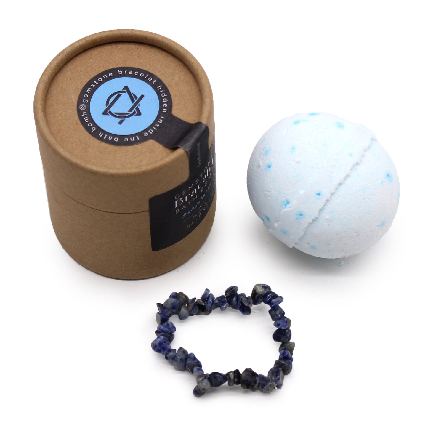 Bath bomb with sodalite gem bracelet