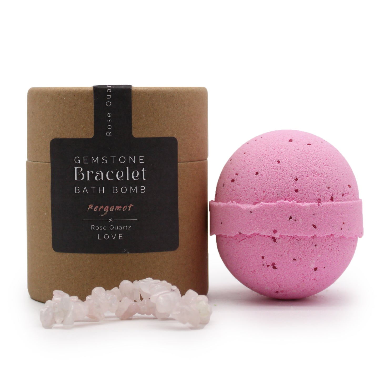 Bath bomb with pink quartz gem bracelet