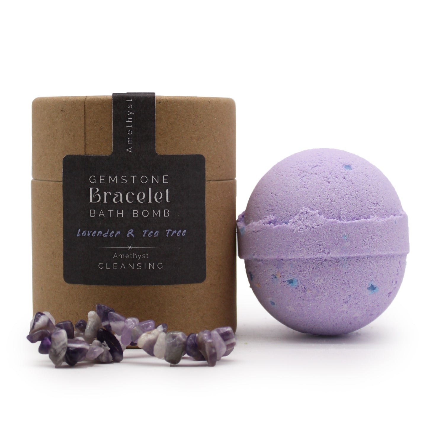 Bath bomb with amatista gem bracelet