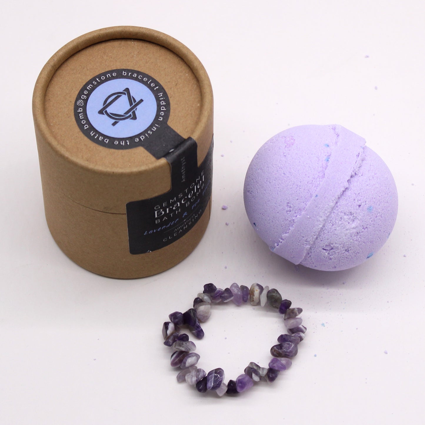 Bath bomb with amatista gem bracelet