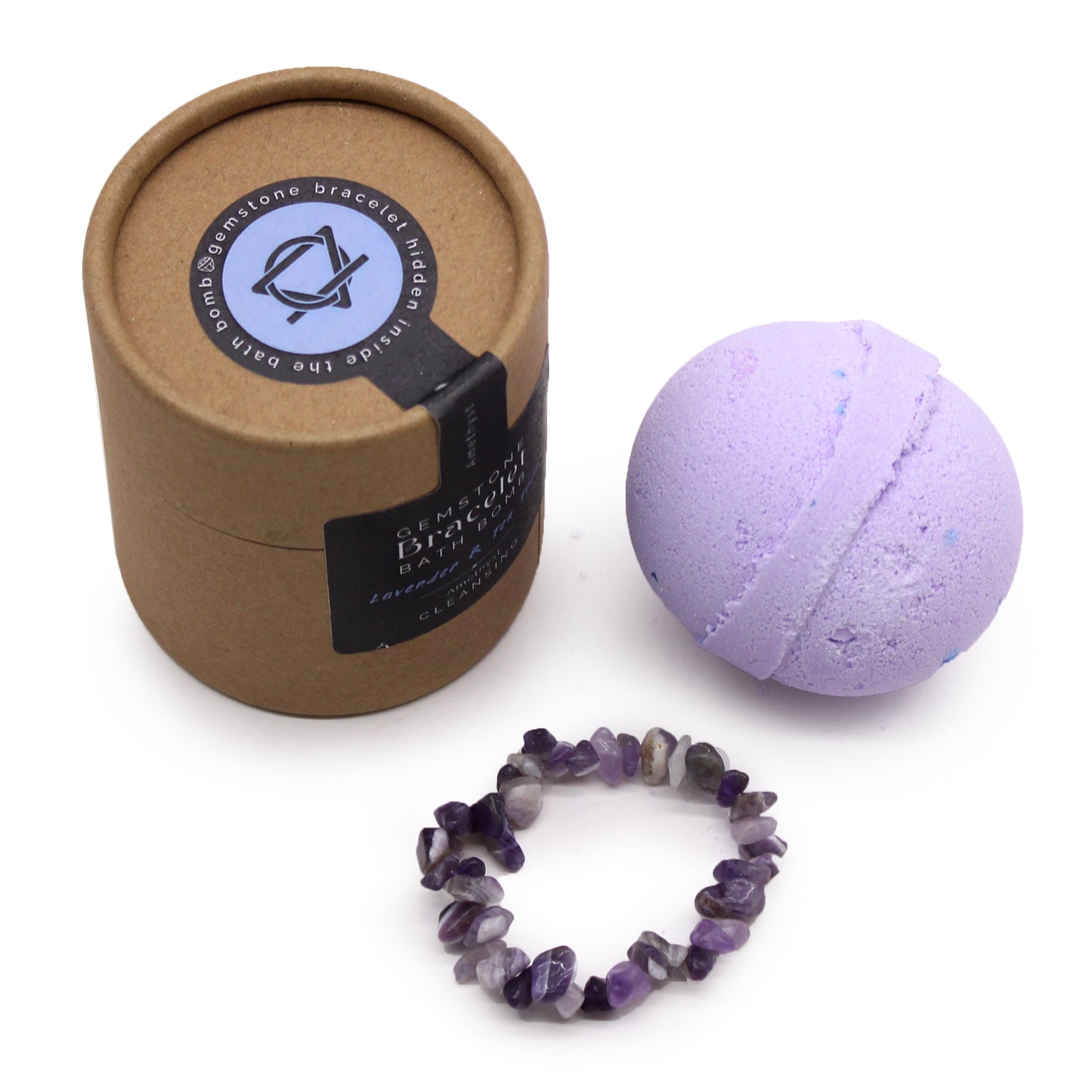 Bath bomb with amatista gem bracelet