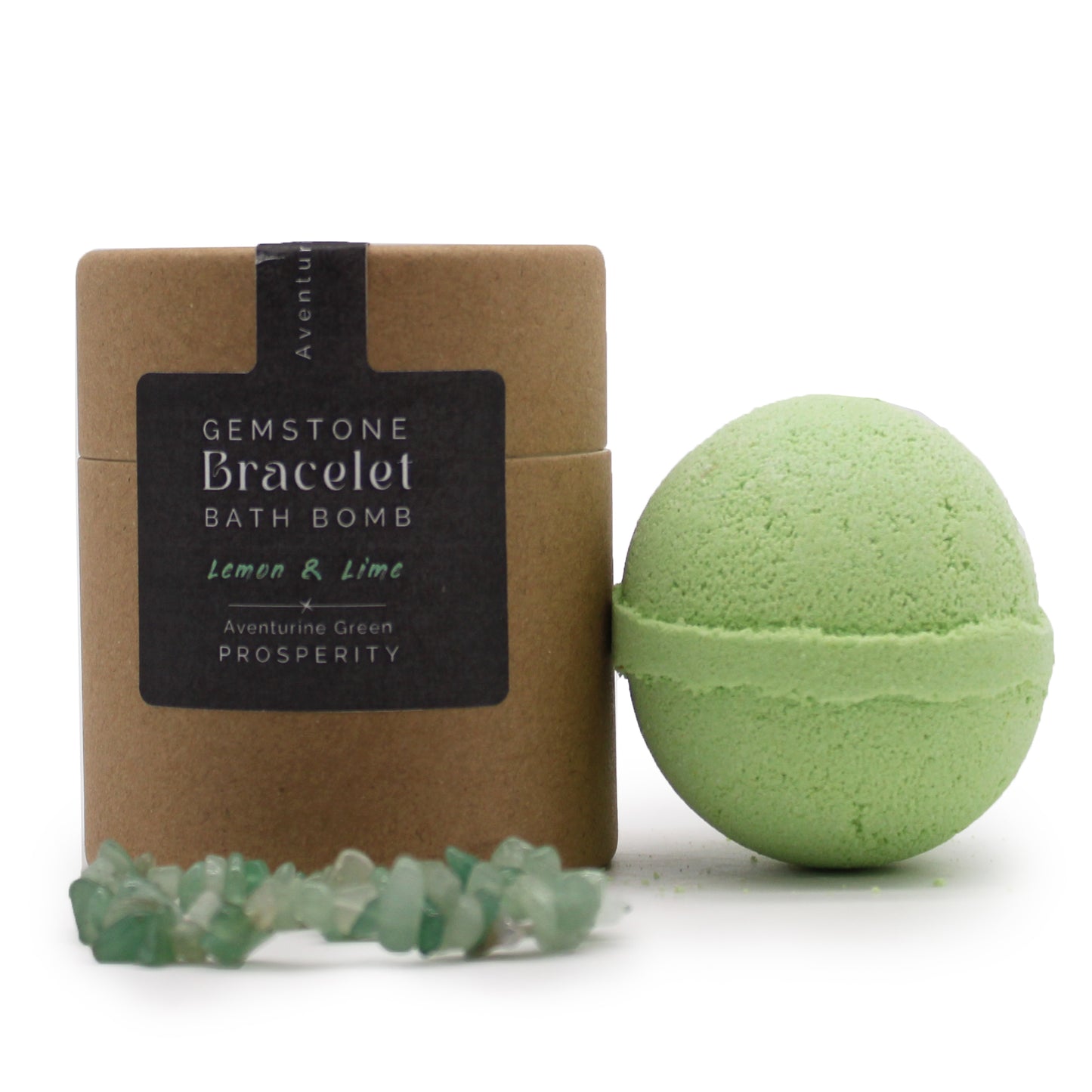 Bath bomb with green aventurine gem bracelet