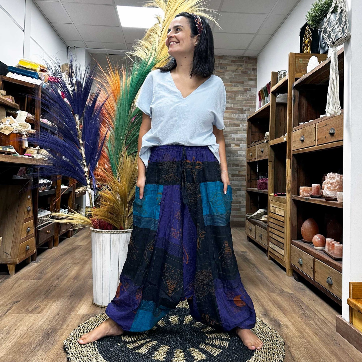 Yoga and festival pants - Aladdin Himalayan Print at home